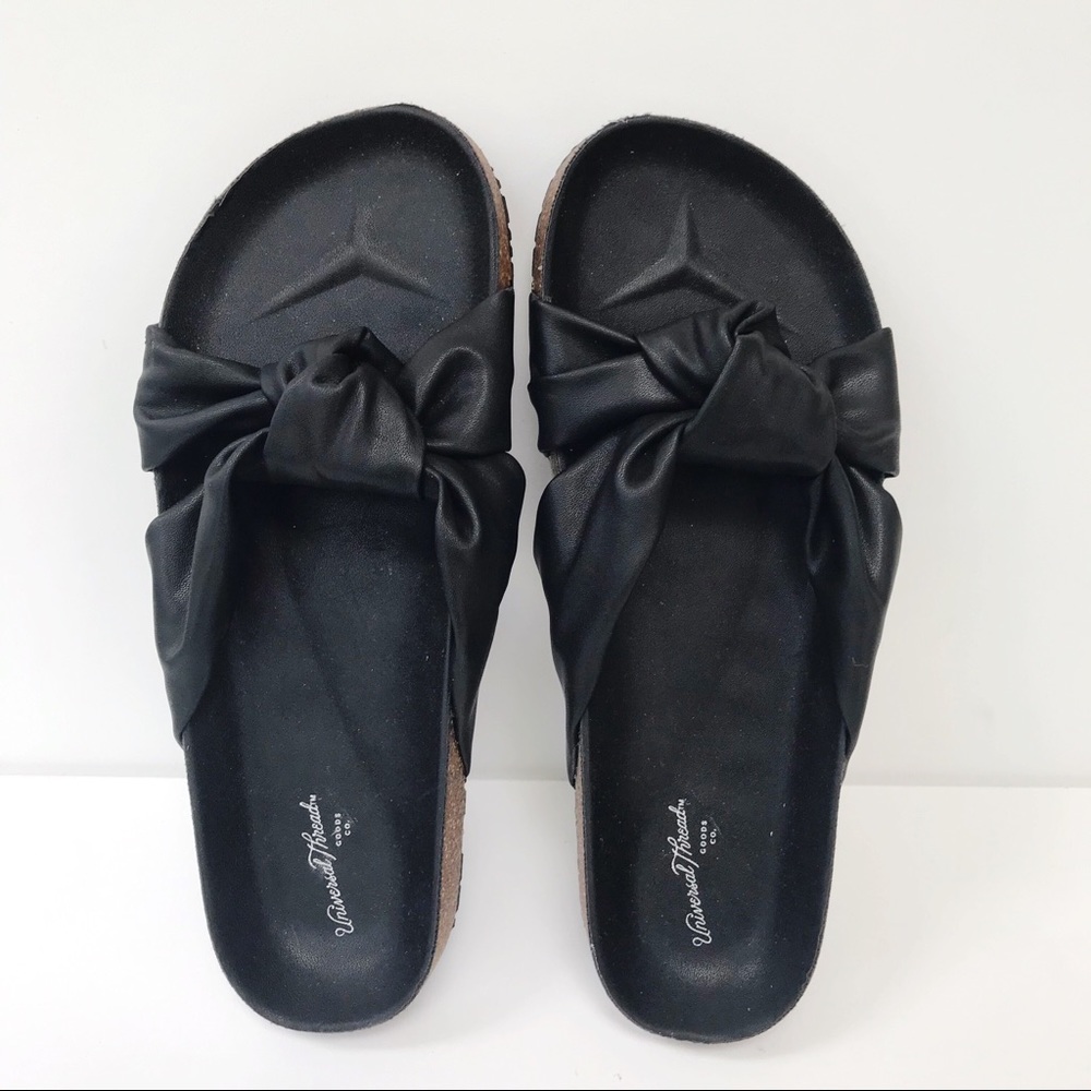 🌺UNIVERSAL THREAD JUNIE Knot Footbed Slides-Black - Picture 3 of 7